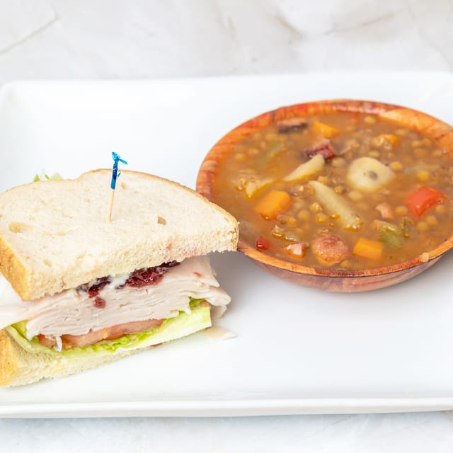 Half Oven Baked Turkey Breast Sandwich.
